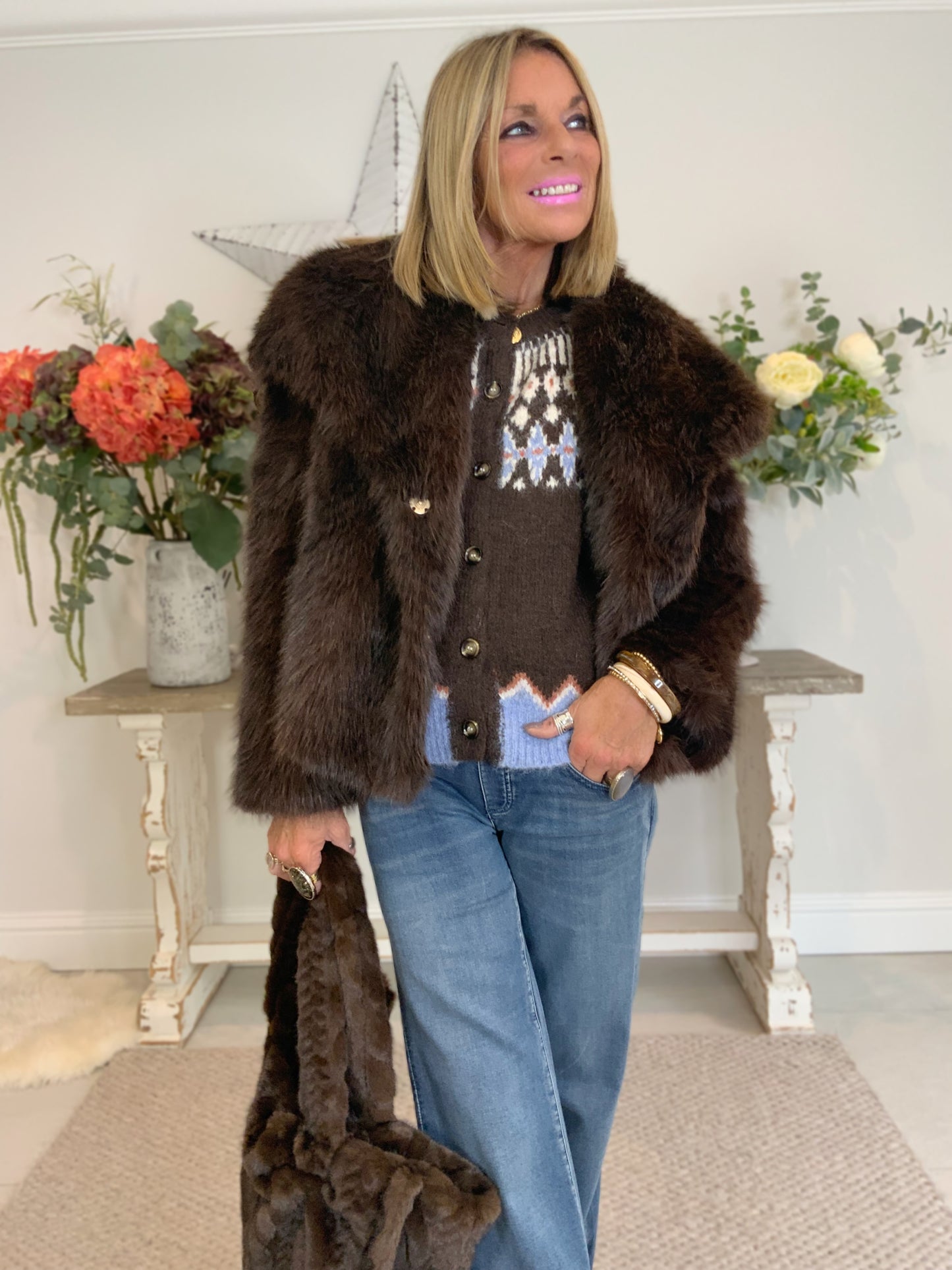 Vintage Fleck Faux Fur Jacket