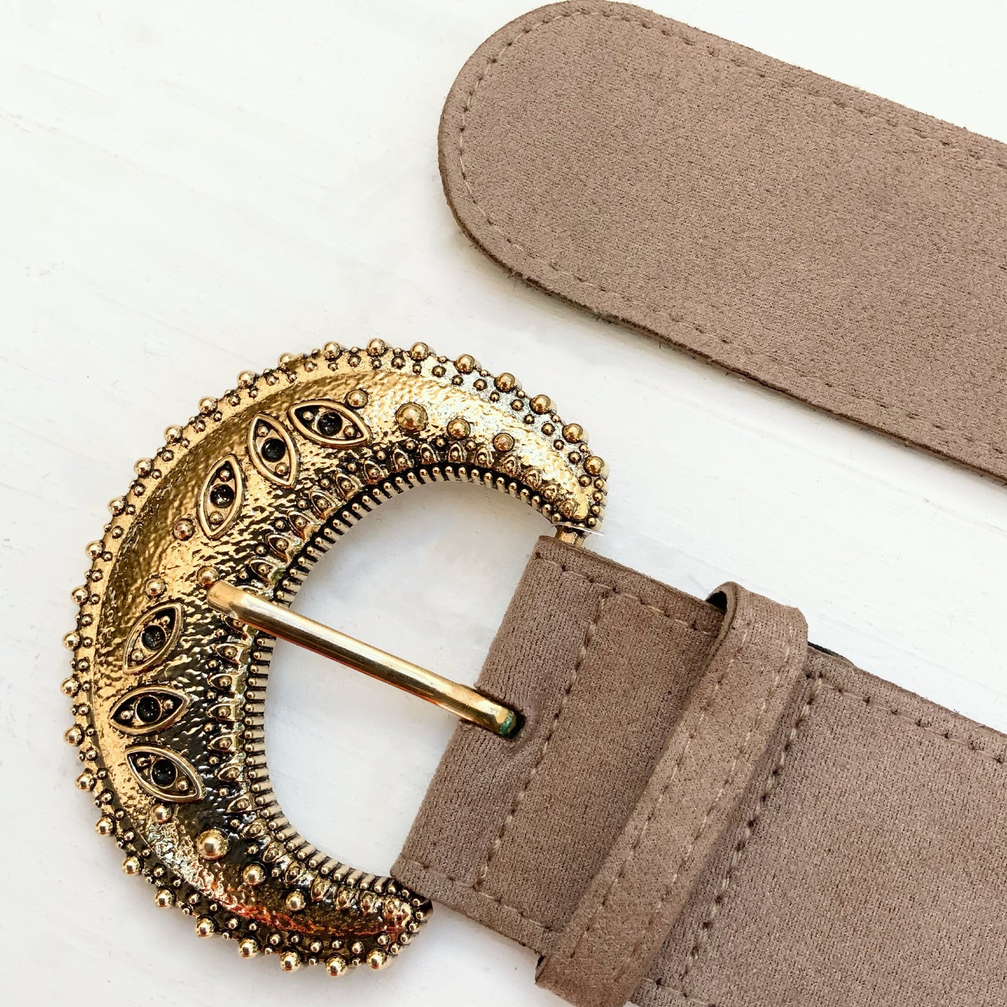 Faux Suede Elastic Buckle Belt