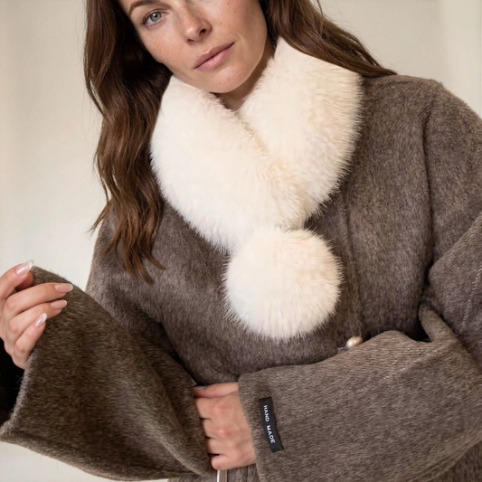 Faux Fur Collar With Detachable Pom Pom