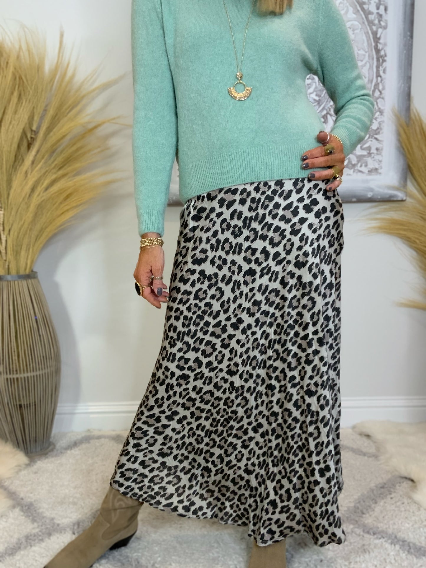 Lilly Leopard Print Silk Skirt