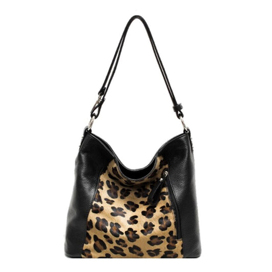 Leather Leopard Print Tote