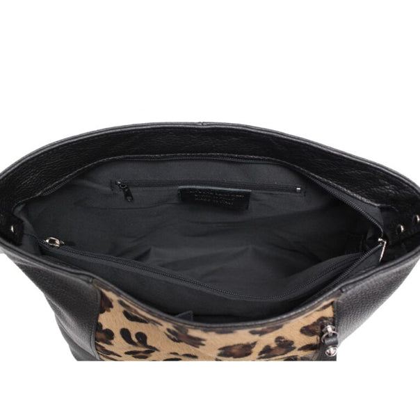 Leather Leopard Print Tote