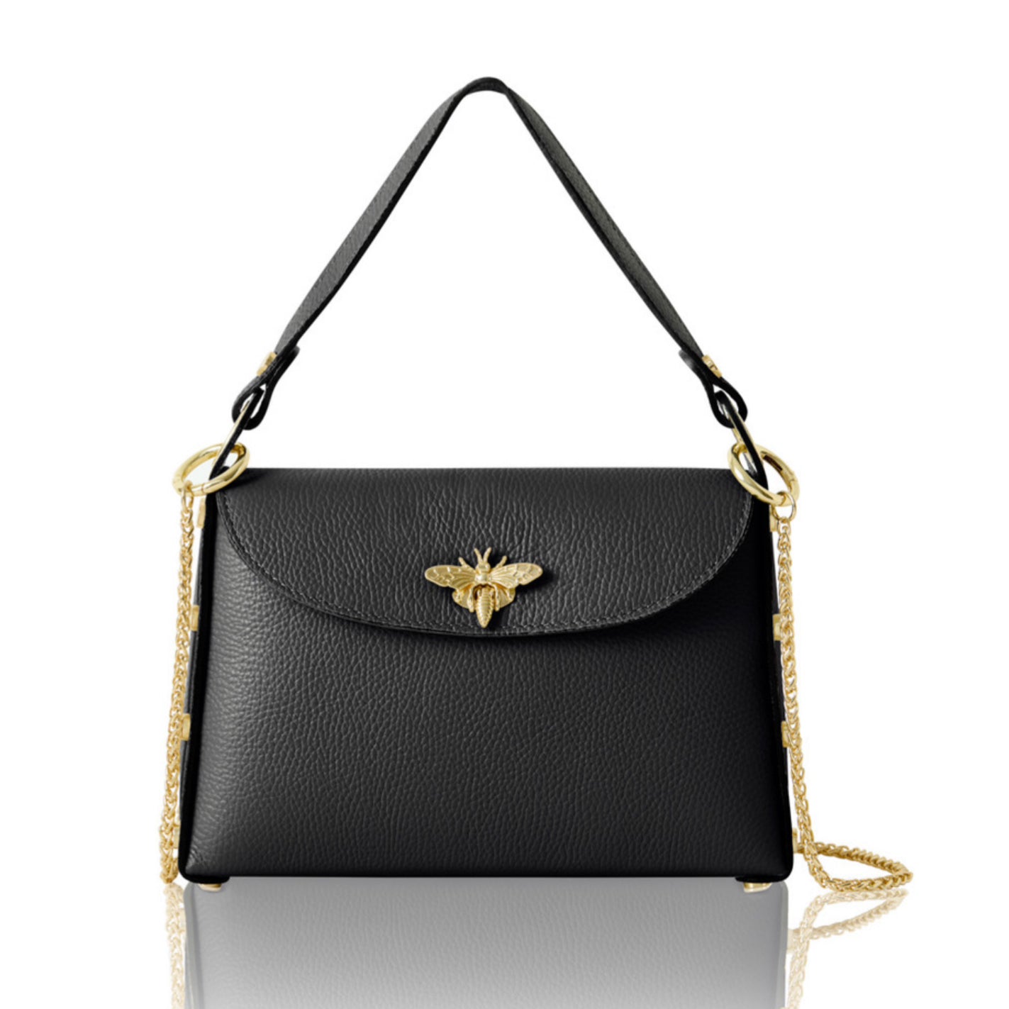 Leather Bag with Bee Clasp