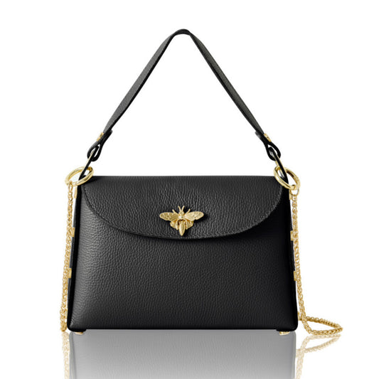 Leather Bag with Bee Clasp