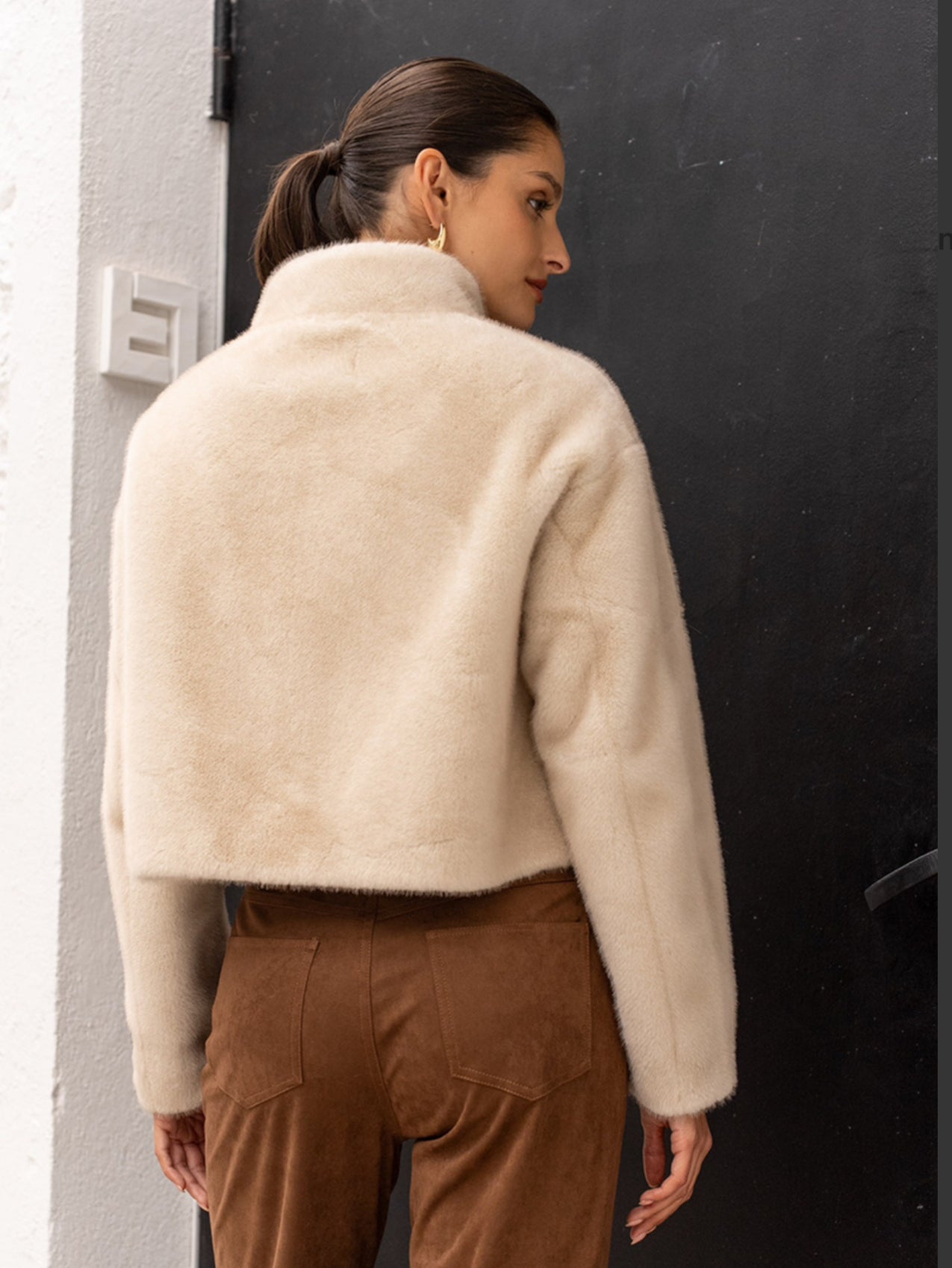 Faux Fur Jacket With Statement Buttons